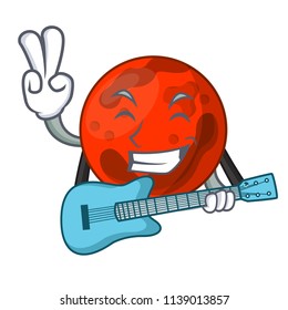 With guitar mars planet mascot cartoon