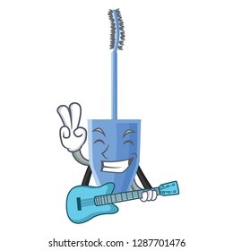 With guitar mascara brush isolated in the cartoons