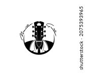 Guitar master logo design. guitar teacher logo