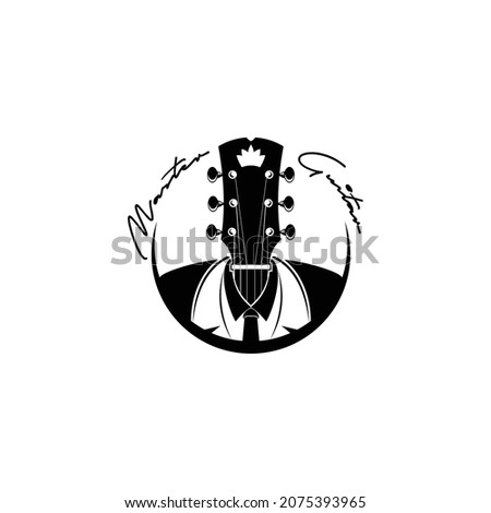 Guitar master logo design. guitar teacher logo