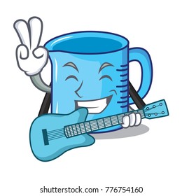 With guitar measuring cup character cartoon