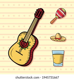 guitar and mexican related icon