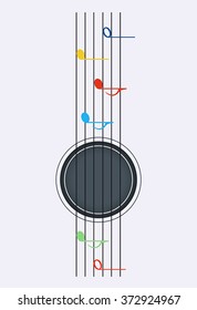 Guitar minimal illustration with musical notes