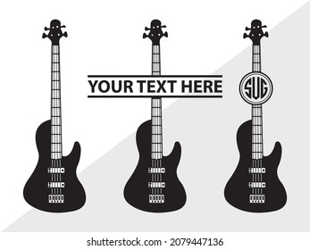 Guitar Monogram, Musical Instrument Printable Vector Illustration