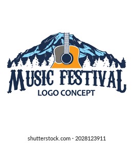 Guitar and Mountain Country Music Logo