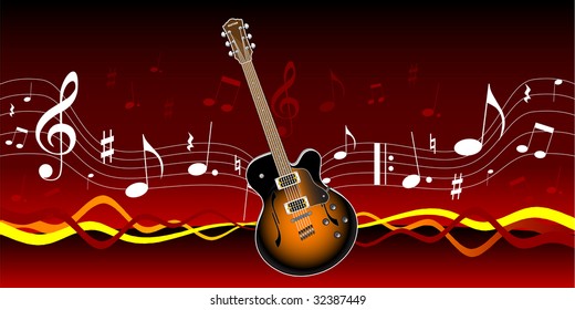 Illustration Music Background Guitar Fire Stock Vector (Royalty Free ...