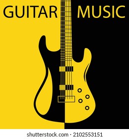 Guitar music. Advertising poster, announcement. Vector image of a musical string instrument 