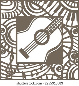 Guitar with music border vector file