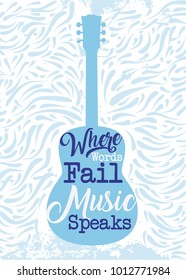 guitar music distress poster positive quote vector