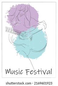 guitar music festival, girl with guitar outline