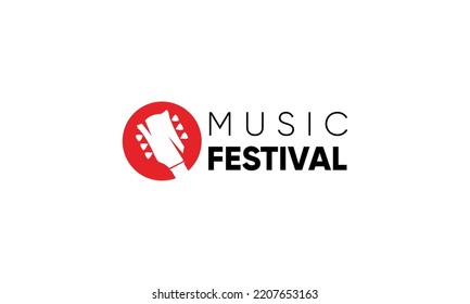 Guitar music festival logo design vector template illustration