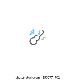 Guitar music Icon for school, university, student and other, with colorize outline style and very useful icon
