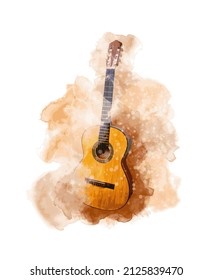 Guitar Music Illustration With Abstract Effects.