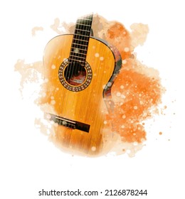 Guitar music illustration with abstract effects.