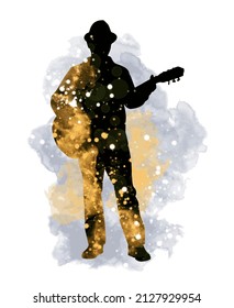 Guitar music illustration with abstract effects.