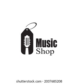 guitar music illustration sale logo simple design vector