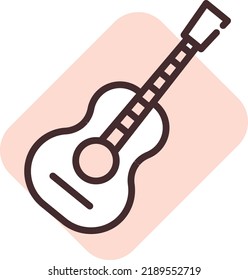 Guitar music, illustration, vector on a white background.