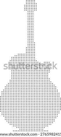 guitar music instrument acoustic string melody song audio musician performance sound folk retro vintage pixelated bitmap halftone dotted dither isolated white