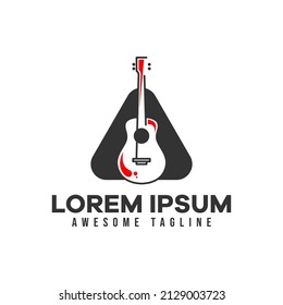 guitar music instrument logo. fit for music logo template. vector illustration flat color style