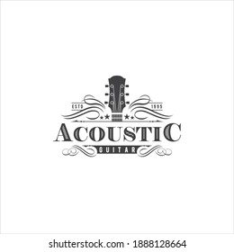 Guitar Music Instrument Vintage Retro Logo Design Vector Image