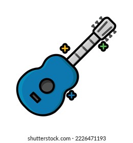 Guitar music linear color icon