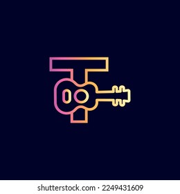 guitar music logo design brand letter t