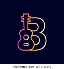 guitar music logo design brand letter B