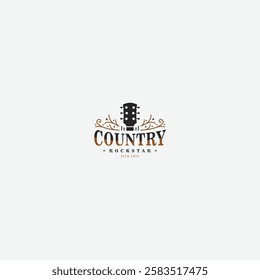 Guitar music logo design template flat vector