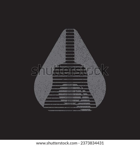 Guitar music logo. Guitar neck isolated plectrum shape. Best for music shop, music blog, music store