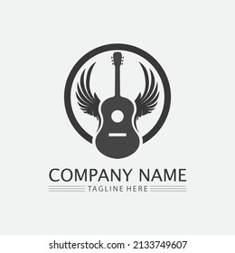 Guitar and Music note Icon Vector illustration design Sound waves, audio, equalizer, abstract, head set logo vector illustration design template