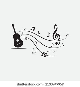Guitar and Music note Icon Vector illustration design Sound waves, audio, equalizer, abstract, head set logo vector illustration design template