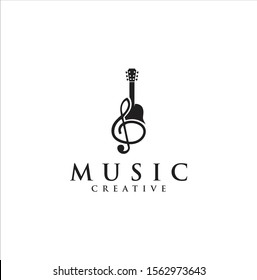 Guitar Music Note Logo Vector Illustration . note guitar logo vector illustration design . Music Logo. Guitar Logo