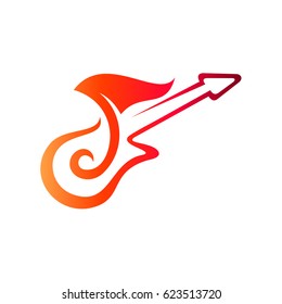 Guitar With Music Note Musical Logo Template