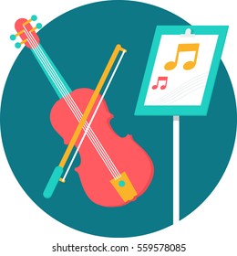 Guitar and music notes