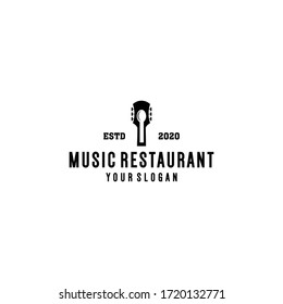 guitar music restaurant vector logo design