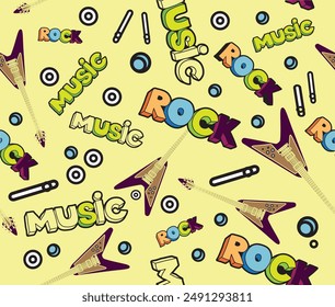 guitar music and rock pattern design work background vector