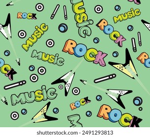 guitar music and rock pattern design work background vector