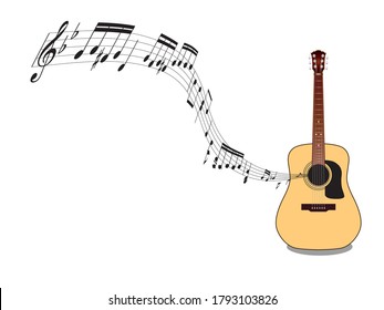 Guitar and Music sheet and note illustration