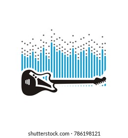 Guitar Music shop, recording studio, karaoke club monochrome labels, badges, emblems and logos, set of vector design elements isolated on white background eps 10 eps 8