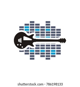 Guitar Music shop, recording studio, karaoke club monochrome labels, badges, emblems and logos, set of vector design elements isolated on white background eps 10 eps 8
