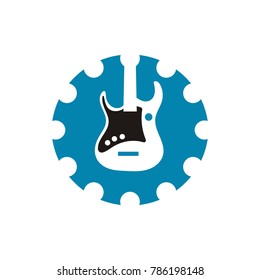 Guitar Music shop, recording studio, karaoke club monochrome labels, badges, emblems and logos, set of vector design elements isolated on white background eps 10 eps 8