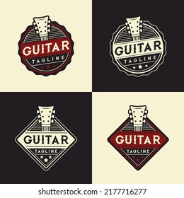 Guitar Music Shop Retro Vintage Logo