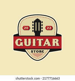 Guitar Music Shop Retro Vintage Logo