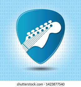 Guitarra, logotipo vectorial de la tienda de música, emblema, icono, signo. Ilustración gráfica, elemento de diseño del cuello de guitarra y del diapasón - Vector