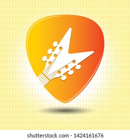 Guitar, music store vector logo, emblem, icon, sign. Graphic illustration, design element of guitar neck and fingerboard