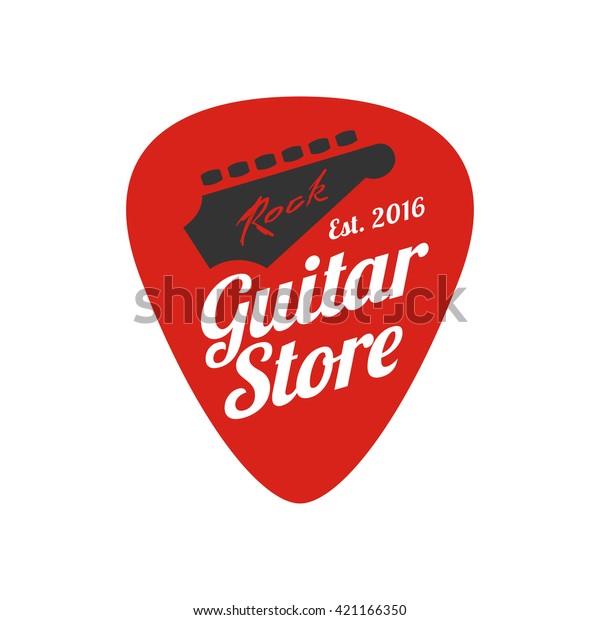 Guitar,\
music store vector logo, emblem, icon, sign. Graphic illustration,\
design element of guitar neck and\
fingerboard
