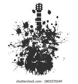 Guitar Music Tools Icon Ink Watercolor Splash Vector Art Design Color Set