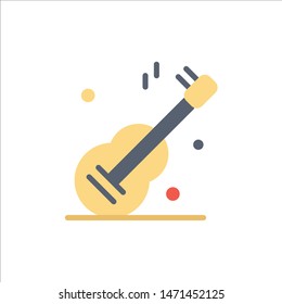 Guitar, Music, Usa, American  Flat Color Icon. Vector icon banner Template