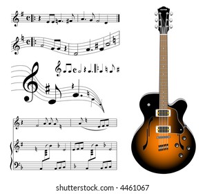 GUITAR AND MUSIC (vector)