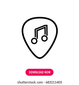 Guitar music vector icon. The outlined symbol of oval circle with note pattern inside. Simple, modern flat vector illustration for mobile app, website or desktop app   
